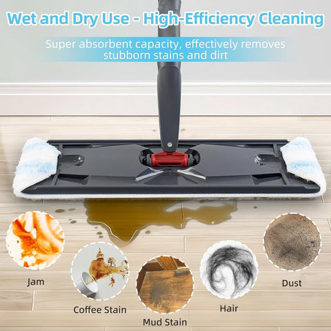 6-piece replacement mop pad set suitable for O Cedar H2prO mop system, suitable for Vileda H2PrO Flat Mop Refill Kit - mop head replacement - replacement mop pads - machine washable, reusable, easy to install, for all hard floors