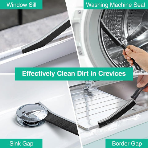 3 Pieces Crevice Brushes - Gap Brush - Narrow Cleaning Brush - Long Handle - Bathroom Cleaning Brush - Stiff Brush with Bristles - Long Handle - Gap Cleaner - For Window Openings, Bathroom, Toilet, Kitchen - Grout Brush