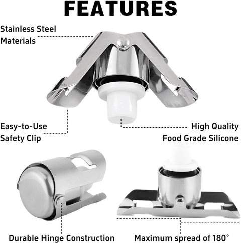 pieces - Stainless steel champagne stoppers - Reusable - champagne corks and stoppers - Food-grade anti-bubble wine stoppers - Leak-proof - For champagne, cava and prosecco - 5.5*3.8 cm - silver