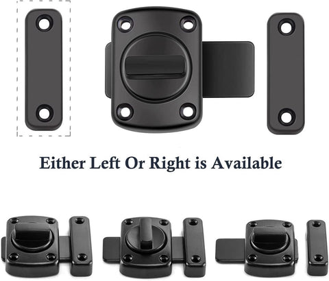 2 pieces - Door locks - swing door locks - zinc alloy door locks - bathroom door lock - security lock - door bolt - for home security, bathroom, bedroom, toilet - black