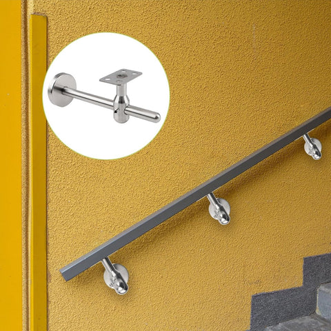 15*6*5 cm - handrail brackets - stainless steel wall bracket for handrails - for stairs and hallways - easy installation - elegant and durable design - round rectangular base - for square and horseshoe-shaped handrails - for home and office - silver