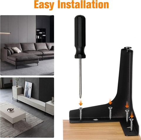 Set of 4 black furniture legs - furniture legs - triangular metal furniture legs - DIY coffee table legs - chair legs - sofa legs - kitchen furniture legs - black - 10 cm
