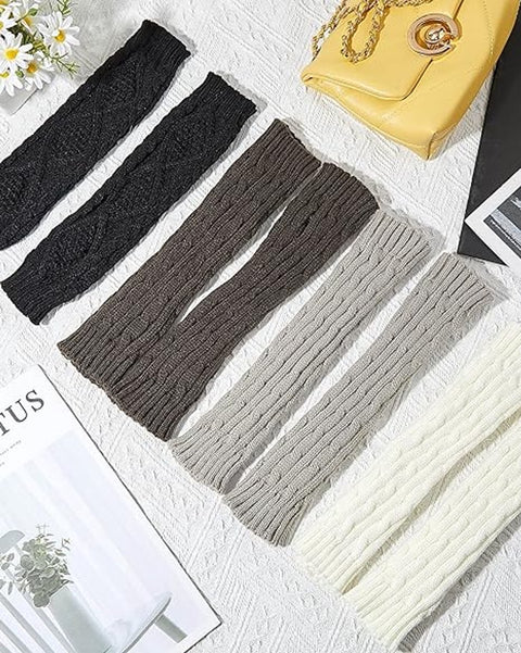 4 pairs of knitted arm warmer gloves - winter sleeves - winter long fingerless mittens - gloves - thumbhole gloves for men and women