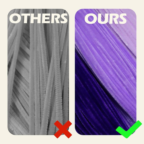 300 pieces - Twister Sticks - Pipe Cleaners - 30cm - Twister Sticks - Colored Pipe Cleaners - Chenille Wire - 6 mm fuzzy Purple chenille sticks - for DIY art projects, creative floral supplies