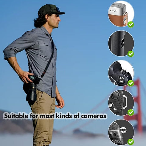 Camera Strap Compact - Wrist Strap for DSLR Camera - Neck Strap Band - Belt - Shoulder Strap - Camera Strap Set - Carrying Strap - Adjustable Length - Suitable for Canon, Nikon, Sony DSLR - Black