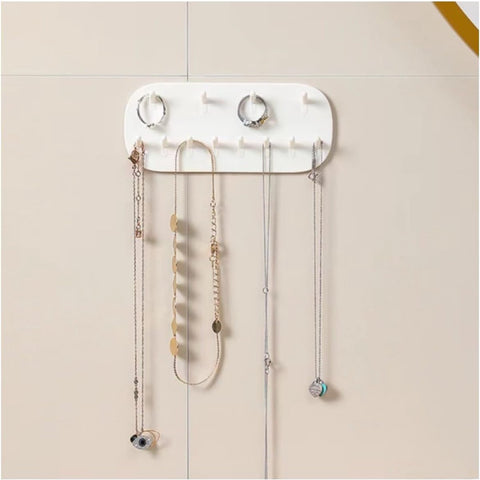 2 pieces - Jewelry stands - Jewelry display stand - Earring rack - Necklace holder organizer - wall jewelry organizers - Jewelry hooks - Necklace hook - Shelves - Display rack - for earrings, necklaces, bracelets, gift idea - 14*6*2 cm - white