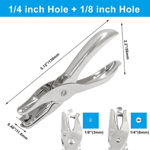 2 pieces - Hole punch - 3mm, 6mm - hole punch pliers - metal hole punches - paper hole punch - small single hole punch - small round hole punches - for labels, crafts, tickets, greeting cards, paper and invitations - 13*6.2 cm - silver