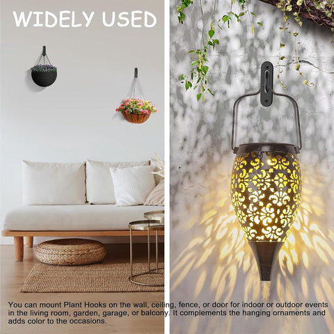pieces - 10*7 cm - Ceiling hooks - metal hanging basket brackets - wall hooks - metal wall hooks - wall-mounted flower hangers - hanging plant hangers - with screws - for planters, bird feeders and lanterns - black