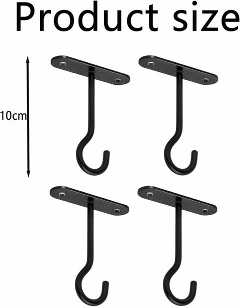 pieces - 10*7 cm - Ceiling hooks - metal hanging basket brackets - wall hooks - metal wall hooks - wall-mounted flower hangers - hanging plant hangers - with screws - for planters, bird feeders and lanterns - black