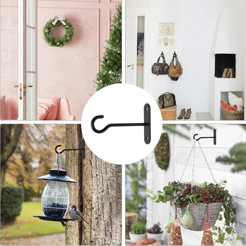 pieces - 10*7 cm - Ceiling hooks - metal hanging basket brackets - wall hooks - metal wall hooks - wall-mounted flower hangers - hanging plant hangers - with screws - for planters, bird feeders and lanterns - black