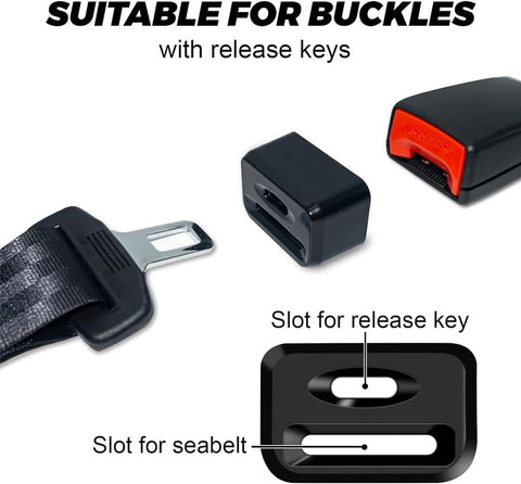 2 pieces - seat belt buckle protectors - car seat belt buckles - child seat belt buckle cover - safety belt lock for children - with 2 keys - child seat belt locks - seat belt accessories - for most cars (not for trucks) - black