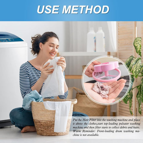 4 pieces - Filter bags for washing machines - Pet hair catcher - washing machine mesh bag - lint catcher - washing machine hair catcher - for dogs and cats - reusable - household hair filter - washing machine lint catcher mesh bag - blue and pink
