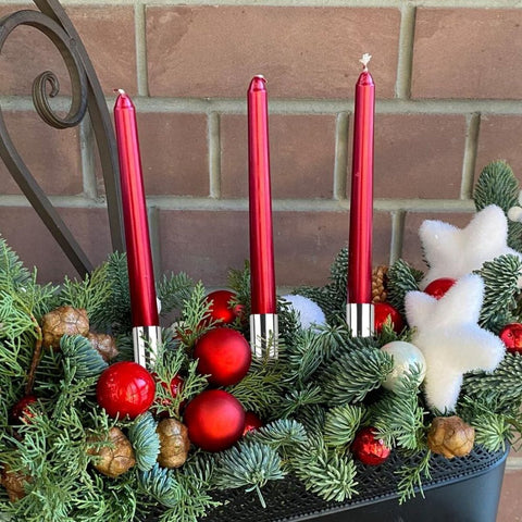 4 pieces - Candle holder - candle holder - candlestick - Christmas wreath candle holders - metal candlestick - Christmas decorations - home decor - candle accessories - 2.5*2.5*11 cm - silver