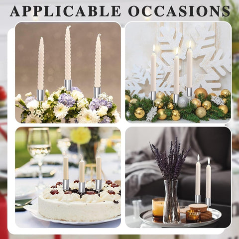 4 pieces - Candle holder - candle holder - candlestick - Christmas wreath candle holders - metal candlestick - Christmas decorations - home decor - candle accessories - 2.5*2.5*11 cm - silver