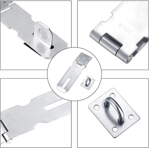 Padlock with screws - 4 Pieces - Hasp Padlock Holder - Padlock Lock - Exterior Door Lock - Padlock Door Handle - Door Lock with Screws - Door Padlocks for Doors, Cabinets