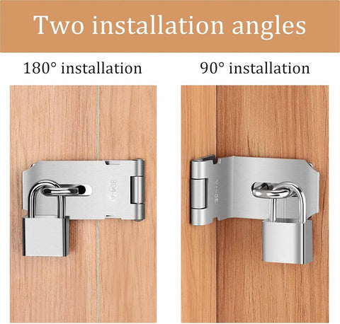 Padlock with screws - 4 Pieces - Hasp Padlock Holder - Padlock Lock - Exterior Door Lock - Padlock Door Handle - Door Lock with Screws - Door Padlocks for Doors, Cabinets