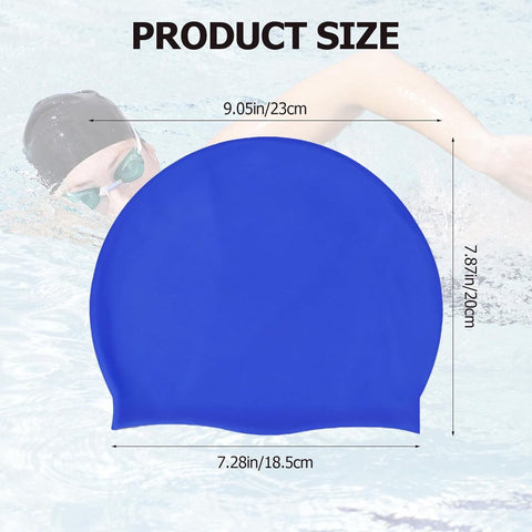 pieces - swimming cap - 23*20 cm - silicone swimming caps - hearing protection - waterproof swimming hat - keep dry for long and short hair - unisex swimming caps - for adults, children and juniors - black and blue
