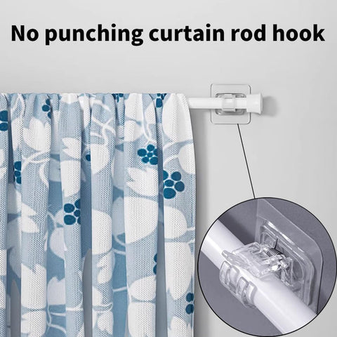 6 pieces - Curtain rod hook - 6*6 cm - drill-free curtain holders - self-adhesive curtain rod holders - drill-free curtain hooks - curtain accessories - for curtain rods, towel racks, bathrooms, kitchens - transparent