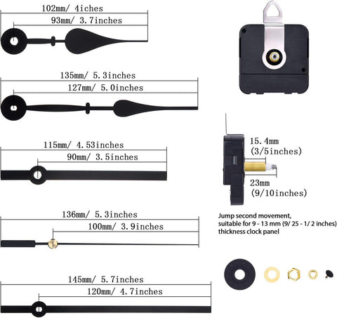 Quartz movement - with 2 pairs of different hands - High Torque - For DIY clock repair parts and motor replacement - Movement with Hour Hand Replacement Movement