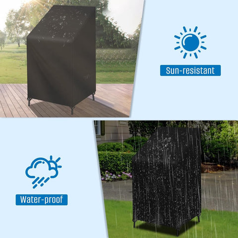 Garden Chair Cover - 75*75*120cm - Garden Furniture Covers - Waterproof Chair Cover - 210D Oxford - furniture covers - stackable garden chair cover - protective cover for garden chairs - dust cover - dustproof - rainproof - sunproof - snowproof - black