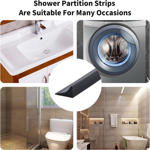 300 cm silicone anti-overflow shower barrier - Shower thresholds - water dam shower sticker - shower threshold bar - dry and wet separation - folding shower door seal and waterproof retention system - Sanitary Water Stopper - Black