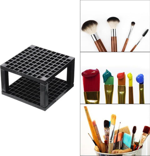 96-hole - Pen tray - Pen holder - Pencil holder - Brush holder - Plastic desk organizer stand - Makeup brush holder - Art supplies - Organizer - Modeling tools - for pencils, art brushes, pens, paintbrushes, office - black