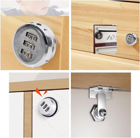 pieces - Combination lock - 62*38 mm - Suitable for panel thicknesses of 15-25 mm - Cabinet locks - Drawer locks - secure drawer mailbox cabinet code lock - for cabinet drawer mailbox - silver