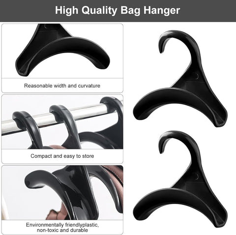 10 pieces - Bag hanger - Bag Hooks - handbag hanger hooks - bag hangers - handbag hangers - clothes hanger - closet bag hangers - for handbags, clothes racks, wallets, wardrobe, handbags, scarves and ties - 10*10*3cm - black