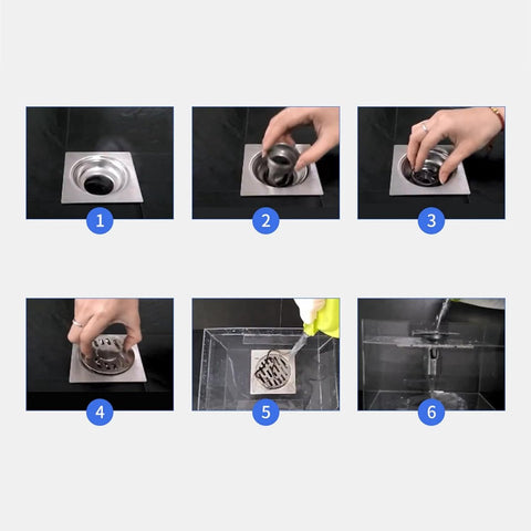 Square shower drain - Floor drain - Basket strainer - Drain strainer - Sink strainer - sink stopper - Stainless steel square odor-proof floor drain - drain stopper - Washbasin drain plug - Odor-proof floor drain - for bathroom, kitchen washbasin, toilet