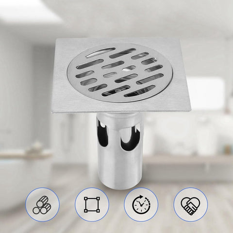 Square shower drain - Floor drain - Basket strainer - Drain strainer - Sink strainer - sink stopper - Stainless steel square odor-proof floor drain - drain stopper - Washbasin drain plug - Odor-proof floor drain - for bathroom, kitchen washbasin, toilet