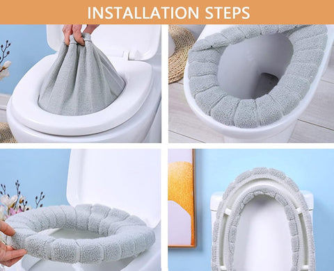 4 pieces - Toilet seat cover - Toilet seat covers - Retractable toilet cushion Mat - Soft washable toilet seat cushion - Toilet seat cover - Universal toilet seat cover - Toilet seat cover - Suitable for most types of toilets - grey, blue, pink, green