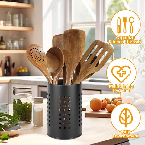 2 pieces - 18*12cm and 16.5*10cm - kitchen tool holder - stainless steel cutlery basket - tableware storage - drain rack - cutlery box - for organizing drawers and countertops - for kitchens - black