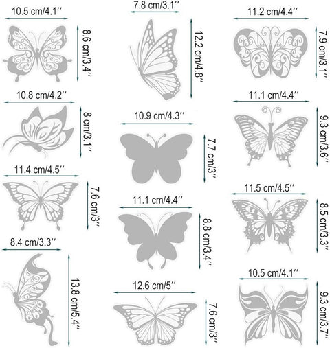 36 pieces - Anti-Collision Stickers - butterfly stickers - with anti-collision warning - transparent window stickers - prevention of collisions with people and birds - window stickers - window decoration
