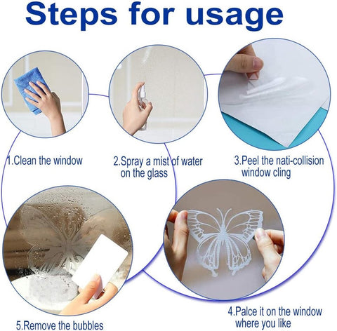36 pieces - Anti-Collision Stickers - butterfly stickers - with anti-collision warning - transparent window stickers - prevention of collisions with people and birds - window stickers - window decoration