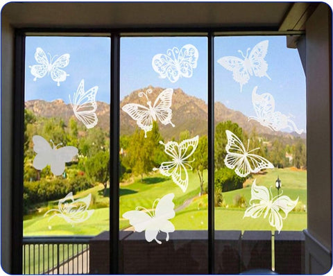 36 pieces - Anti-Collision Stickers - butterfly stickers - with anti-collision warning - transparent window stickers - prevention of collisions with people and birds - window stickers - window decoration