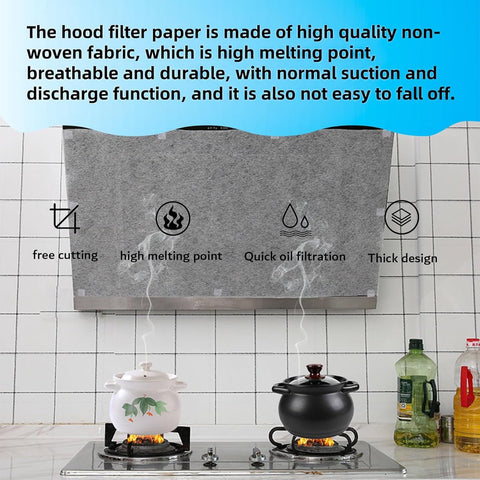 12 pieces - Range Hood Oil Filter Paper - oil-absorbing paper for range hoods - filter paper for range hoods - non-woven extractor fan filters - kitchen grease and odor filters - grease filters - high-temperature oil filter - 43*45 cm - white