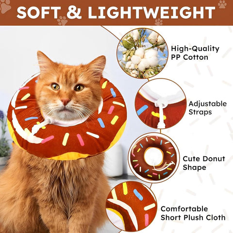 Cat collar - adjustable cat collar - adjustment range 17-26cm - vacuum packed - for after surgery - for small dogs and cats - protective collar for cats and dogs - anti-scratch - anti-licking - brown donut shape