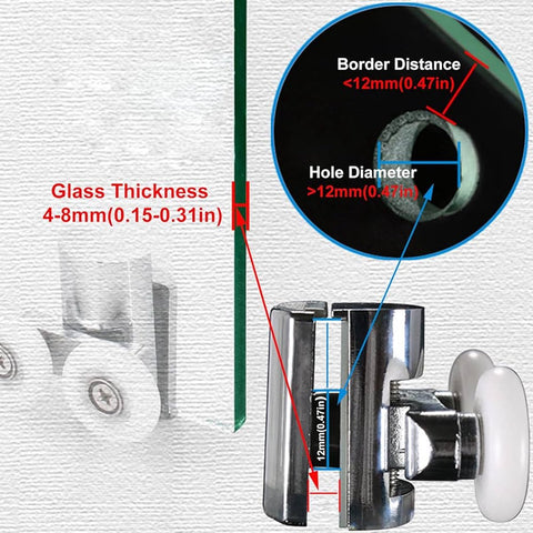 Double zinc alloy shower door roller - set of 4 - suitable for glass