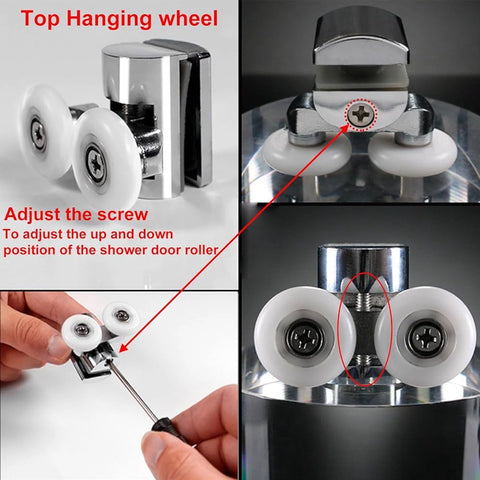 Double zinc alloy shower door roller - set of 4 - suitable for glass