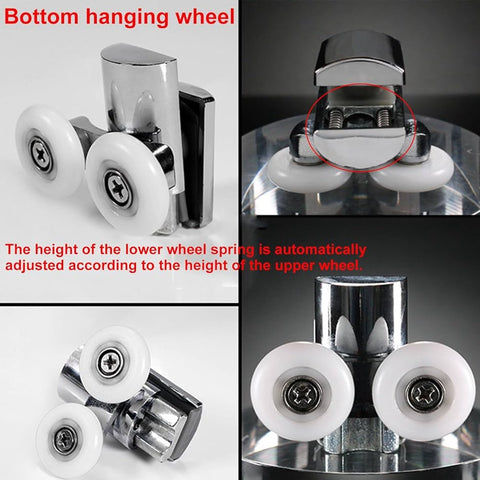 Double zinc alloy shower door roller - set of 4 - suitable for glass