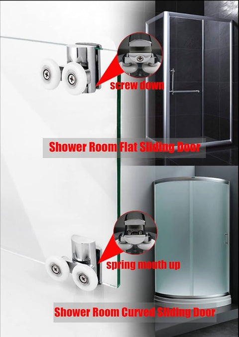 Double zinc alloy shower door roller - set of 4 - suitable for glass