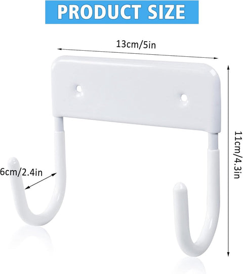 Ironing board holder - Ironing board hanging system - Hook for ironing board - Wall-mounted ironing board holder - Ironing board organizer - Hook - Storage hooks - wall hooks - tool hooks - for laundry rooms, garages and storage rooms - 12*11*6 cm - white