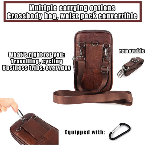 Leather Belt Bag - with Shoulder Strap - Leather Phone Waist Bag - Standing Small Belt Bag - Belt Bag - Men's Leather Shoulder Bag - Phone Holder - Vertical Phone Holder - Waist Belt - Smartphone Bag - Organizer - Waist Bag - Wallet - Shoulder Bag - Yello