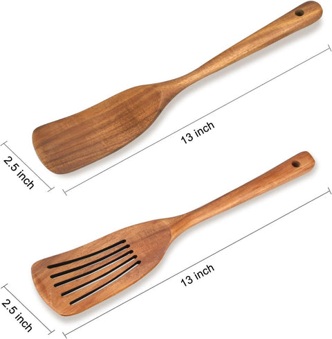 2 pieces - 33*6.5 cm - wooden spatulas - cooking utensil set - wok spatulas - spatula - kitchen utensils - flat wok pancake spatula - kitchen accessories - non-stick pan - brown