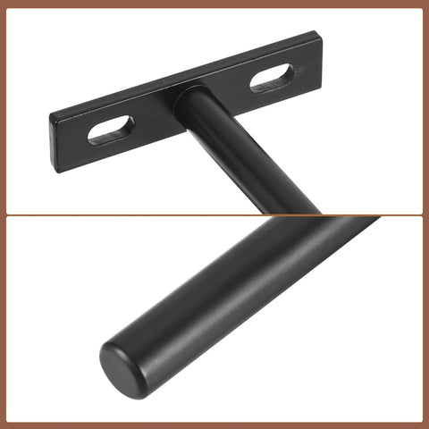 4 pieces - concealed floating shelf brackets - 3 inch - silver - shelves - floating shelf support brackets - steel - wall mounting - screws and plugs included - T-brackets for shelves - for floating wooden shelves - black - 76 mm