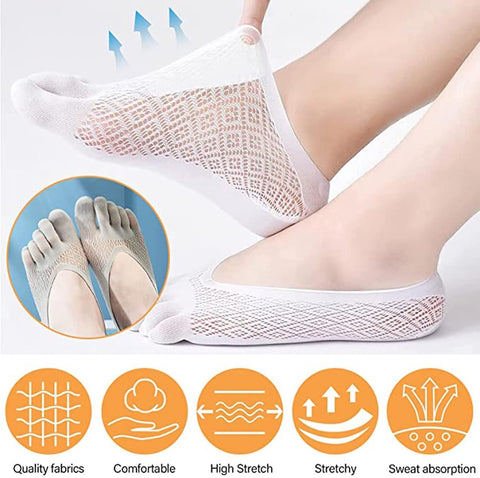 5 pairs of socks to align toe socks - Breathable - Toe socks - For bunions - Women's - Orthopedic compression toe socks for women - Invisible low five-toe socks - Yoga Socks - Comfortable Socks