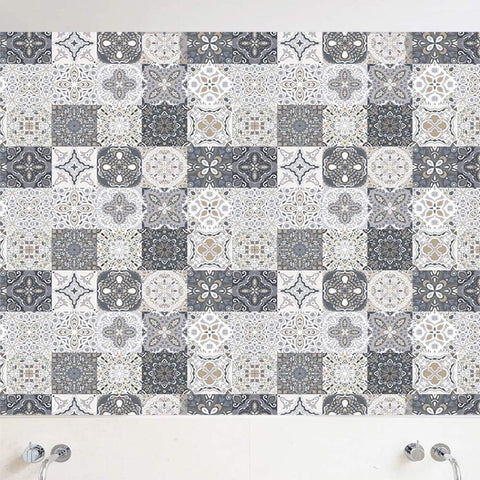 24 Pieces PVC Mosaic Tile Sticker - 10x10 cm - Adhesive Tiles - Moroccan Wall Tile - Waterproof Wallpaper - Decorative Film Furniture Film - Self-Adhesive Tiles - for Kitchen, Cabinet, Furniture, Table - Decorative Sticker Tiles - Adhesive Film Tile Stick