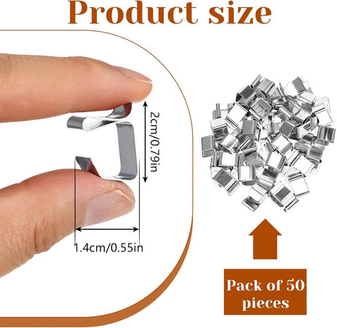 50 pieces - Christmas Lighting Gutter Hooks - Light Hose Clamps - Christmas Lighting Clips - Weatherproof Metal Gutter Clamp - Festive Lighting Clamps - Cable Clips - Christmas Decoration Hooks - for Christmas and Halloween Seasonal Cord - Silver - 20*14