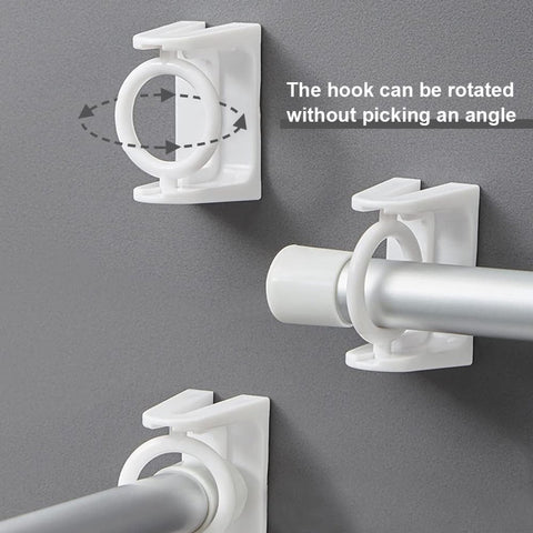 8 pieces - Curtain Rod Bracket - self-adhesive curtain rod holder - 360 degree rotatable mounting brackets - for curtain rods - no drilling required - for bathroom, bedroom, kitchen, hotel - white - 4*5 cm