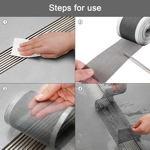 12cm*4m - Floor drain stickers - Hair catcher stickers - Shower filter - Self-adhesive filter - Drainage filter stickers - Anti-blocking mesh stickers - with sticker scraper - prevents blockages in kitchens and bathrooms - black